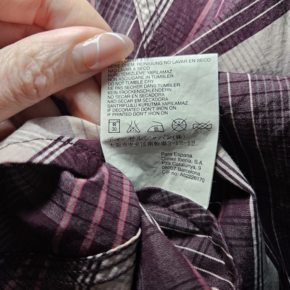 Diesel Women's Plaid Button Up Cotton Shirt Western Cowgirl 3/4 Sleeve Size XL - Picture 9 of 9